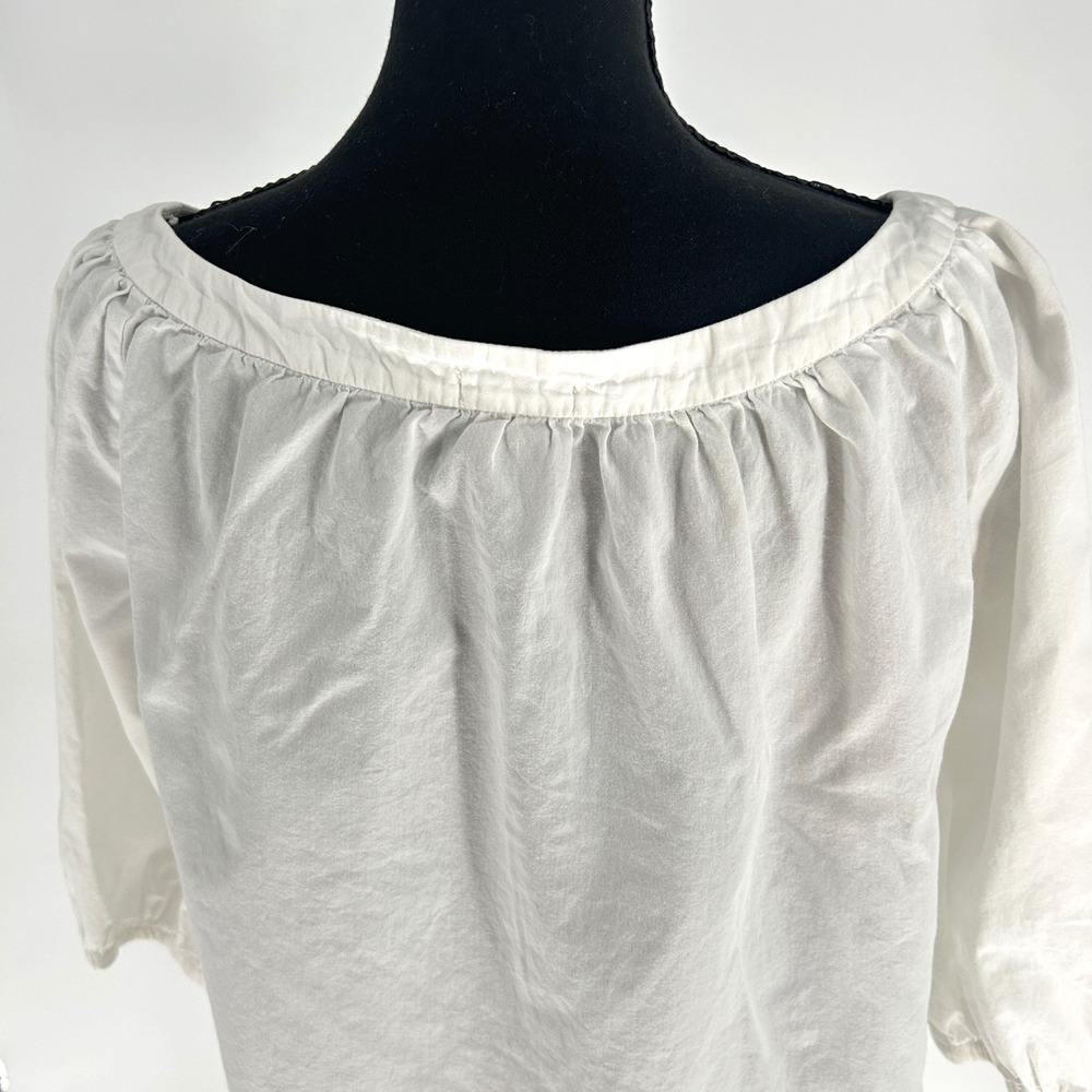Odille Anthropologie Cotton Peasant Blouse Womens 4 Boho Cottagecore Top White - Picture 5 of 7